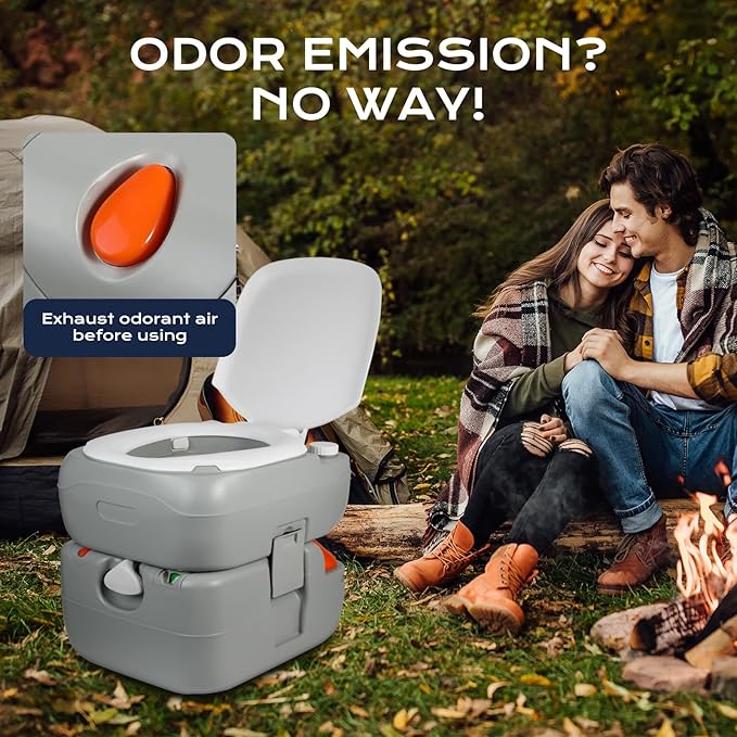 5.8-Gallon Portable Toilet: Detachable Waste Tank, Sealing Slide Valve, Carry Handle, Level Indicator - Leak-Proof and Compact for Camping, RV, Boat, and Travel