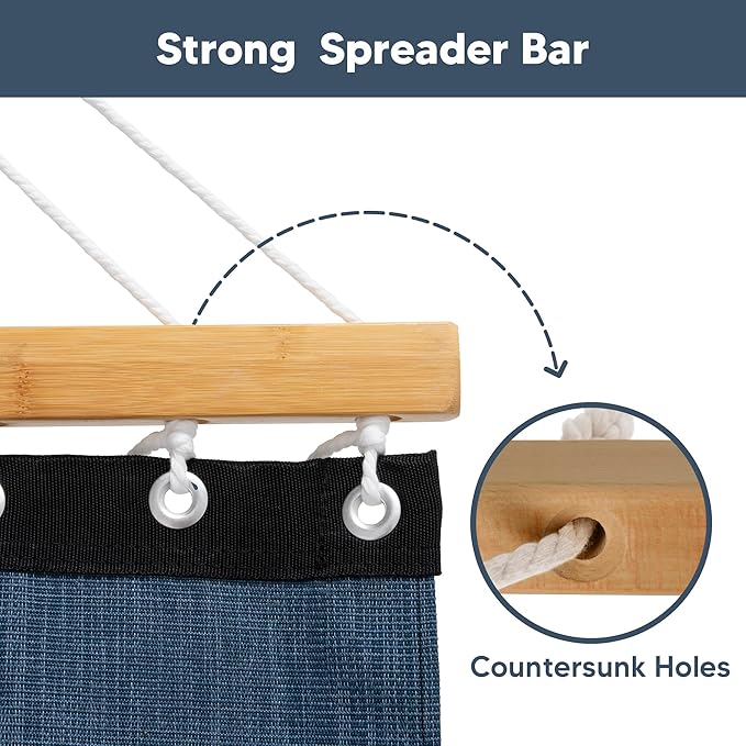 SUNCREAT Hammocks for Outside with Stand, Quick Dry Two Person Hammock with Head Pillow, 450 lbs Capacity, Navy