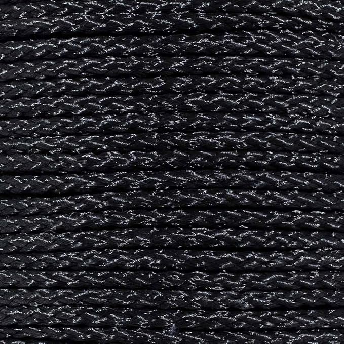 Hollow Braid Polypropylene Rope (3/8 Inch, 50 Feet, Black) - Barrier Rope - Trail Marking, Crowd Control, Golf Courses
