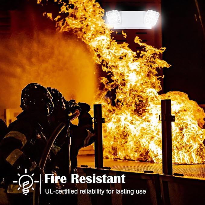 GRUENLICH LED Commercial Emergency Light with Dual Head and Backup Battery, US Standard, AC 120-277V, Hardwired Emergency Light Fixtures for Business Office Power Outages, 1-Pack