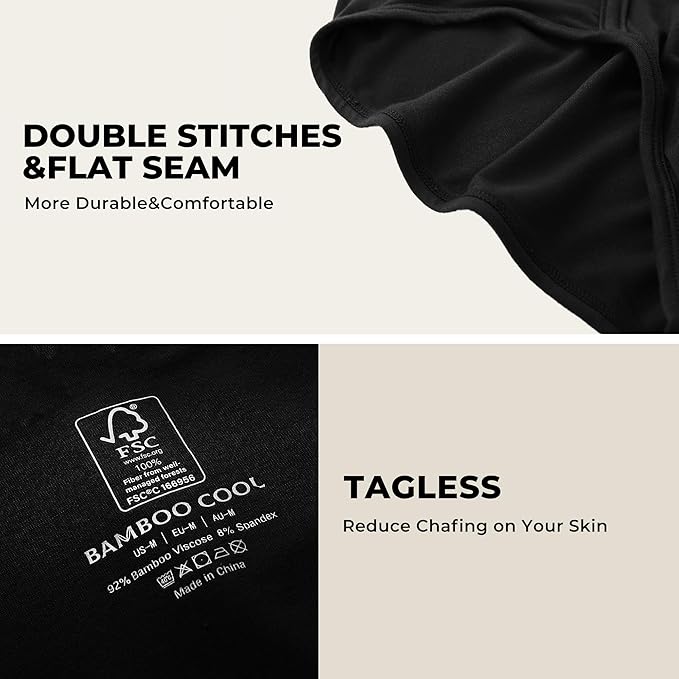 BAMBOO COOL Mens Breathable Soft Underwear Open-fly Classic Briefs, Tag-free