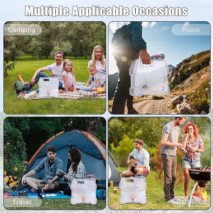 3.2 Gallon Water Jug with Spigot, Portable Water Tank BPA Free, Leak-Proof Water Containers for Camping Water Storage Containers for Emergency Outdoor Hiking Picnic, Green/Black/Yellow