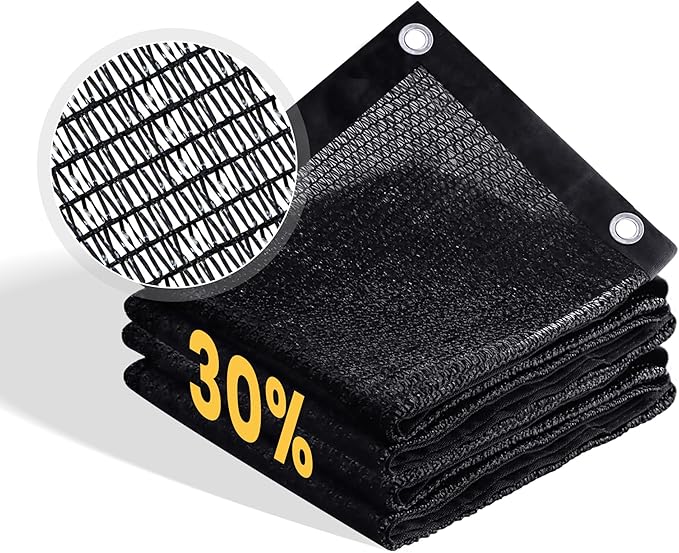 VICLLAX 30% Shade Cloth, 13x14FT Durable Black Mesh Trap with Every 3 FT Grommet, Sun Shade Fabric Netting for for Plants Cover, Greenhouse, Chicken Coop, Barn Kennel, Garden Patio