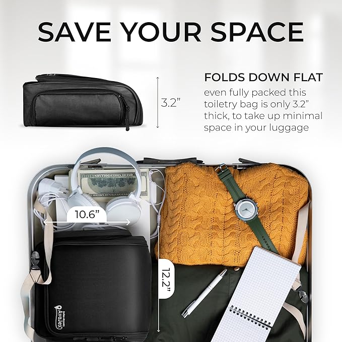 AvaJex Large Hanging Toiletry Organizer - Waterproof Hygiene Bag with Metal XXL Swivel Hook, Sturdy Zippers and 15 Compartments for Toiletries, Makeup, Cosmetics