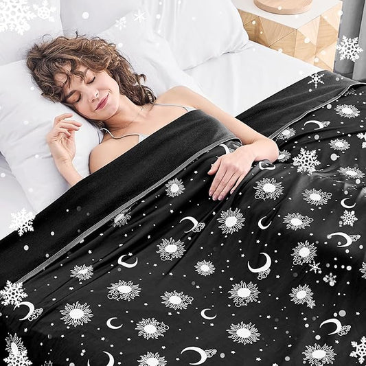 inhand Cooling Throw Blanket (50"x60") - Cooled Blankets for Hot Sleepers Lightweight Breathable Summer Blanket for Sleeping Night Sweats to Keep Cool in The Heat -Midnight Black