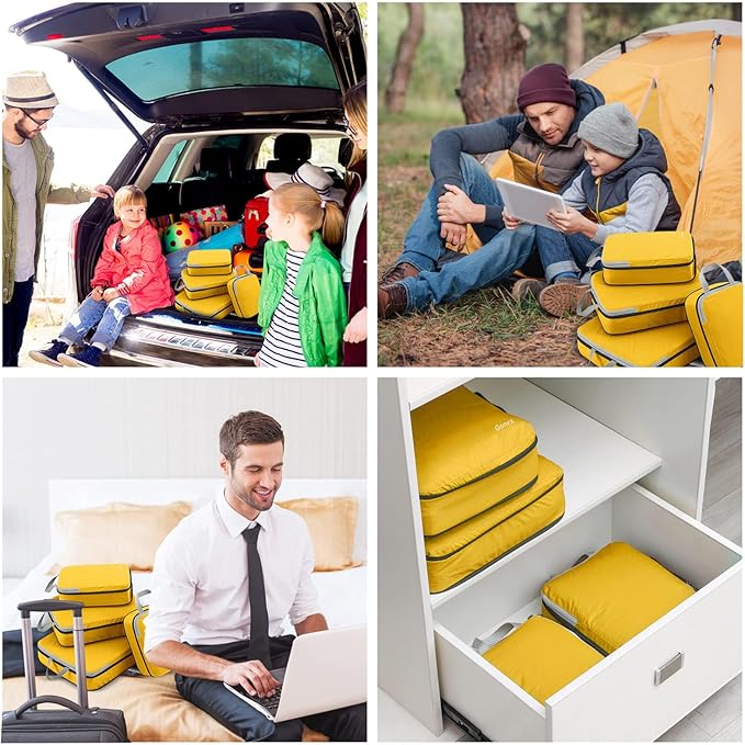 Gonex Compression Packing Cubes, 3pcs/4pcs Expandable Storage Travel Luggage Bags Organizers