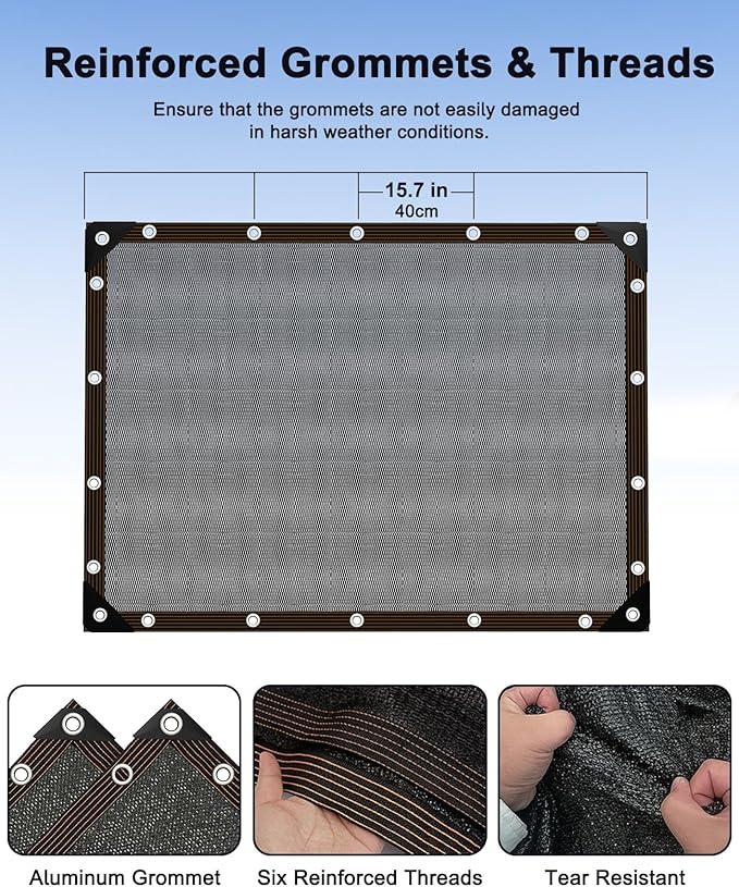 90% Shade Cloth,12x20ft Tear Resistant Sun Shade Net with Reinforced Grommet,Durable Garden Shade Tarp Cover for Greenhouse,Plant Cover, Chicken Coop,Patio and Pergola,Black