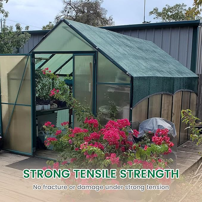 60% 20 X 20 FT Green Shade Cloth, Outdoor Woven Sun Shade with Grommets, Durable Breathable Netting Shading Antifreezing for Patio, Garden, DIY Home, Plants Cover, Greenhouse, Dog Kennel