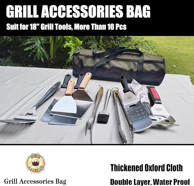 Grill Accessories Storage, Tool Bag for BBQ Grill, BBQ Tools Storage, Thickened Oxford Cloth Grill Bag, BBQ Gifts for Men.