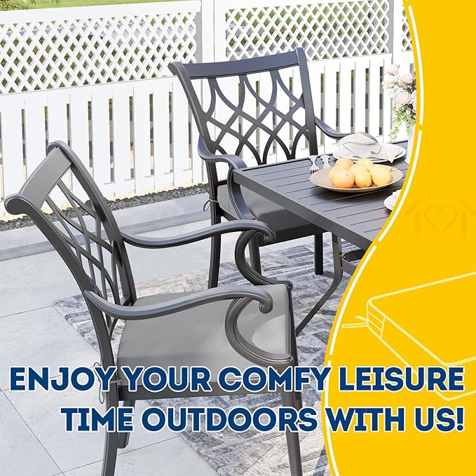 AAAAAcessories Outdoor Seat Cushions for Chairs, Waterproof, Fade-Resistant Patio Furniture Replacement Cushions, 20" x 18" x 3", Set of 2, Gray