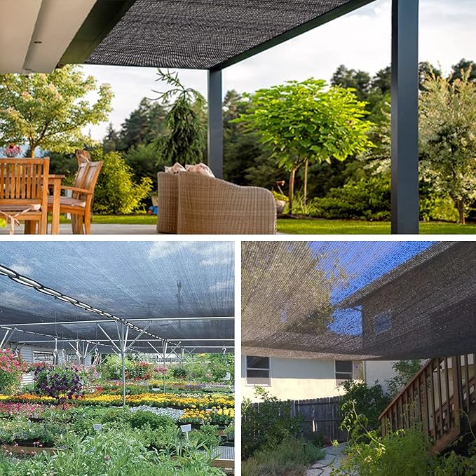 70% 14 X 20 FT Black Shade Cloth, Outdoor Sunblock Shade Cloth with Grommets, Durable Sun Shade Netting Shading Antifreezing for Patio, Garden, Plants Cover, Greenhouse, Barns, Dog Kennel