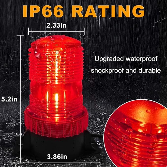 2PCS Strobe Light, 12V-24V Warning Emergency Safety Flashing Beacon Lights with Magnetic and 16.4 ft Straight Cord Vehicle Forklift Truck Tractor Golf Carts UTV Car Bus (Red, 2 PCS)