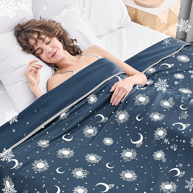 inhand Cooling Throw Blanket (50"x60") - Cooled Blankets for Hot Sleepers Lightweight Breathable Summer Blanket for Sleeping Night Sweats to Keep Cool in The Heat -Navy