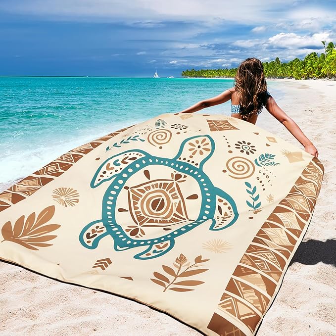 Beach Blanket Waterproof Sandproof Beach Mat 79" X 83"/10'x9'for 2-8 Adults Quick Drying Outdoor Picnic Mat Beach Accessories for Travel, Camping, Hiking
