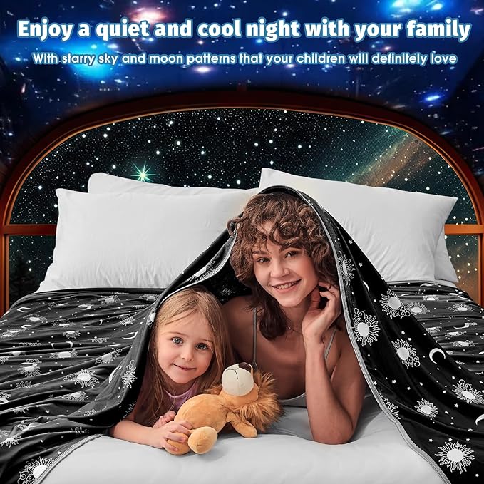 inhand Cooling Throw Blanket (50"x60") - Cooled Blankets for Hot Sleepers Lightweight Breathable Summer Blanket for Sleeping Night Sweats to Keep Cool in The Heat -Midnight Black