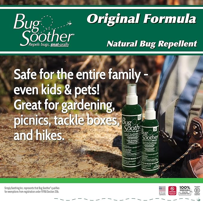 Bug Soother Spray Small Family Pack - Natural Insect, Gnat and Mosquito Repellent & Deterrent with Essential Oils - 100% DEET-Free Safe Bug Spray for Adults, Kids, Pets, & Environment - Made in USA