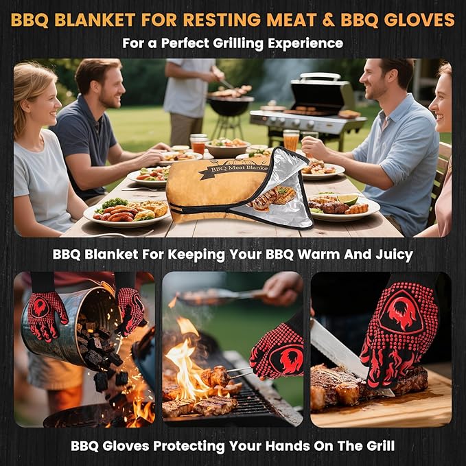 HONKID BBQ Blanket for Resting Meat, Keeps Meat Warm, Juicy & Tender, Large Capacity Smoking Blanket for Resting Meat Reusable BBQ Smoking Blanket Set for BBQ Lovers