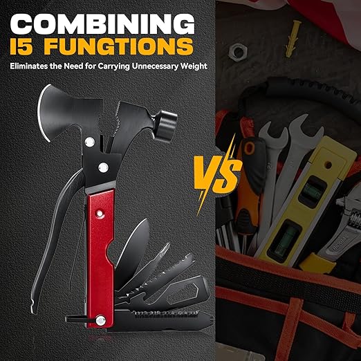 Gifts for Men, 15 in 1 Multitool Axe for Camping Hunting Hiking, Gifts for Dad, Men, Husband, Him, Father, Birthday Gadgets Idea for Him Husband Boyfriend