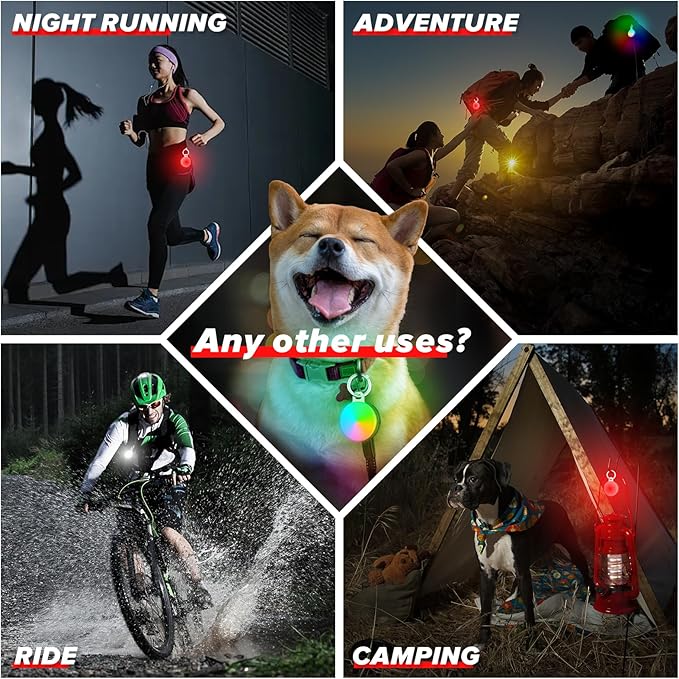 Dog Collar Light, 4 Modes Dog Lights for Night Walking, Rechargeable Dog Light, IP68 Waterproof Dog Walking Light, Clip on Light for Dog Collar to See Dogs at Night(2 Pack)