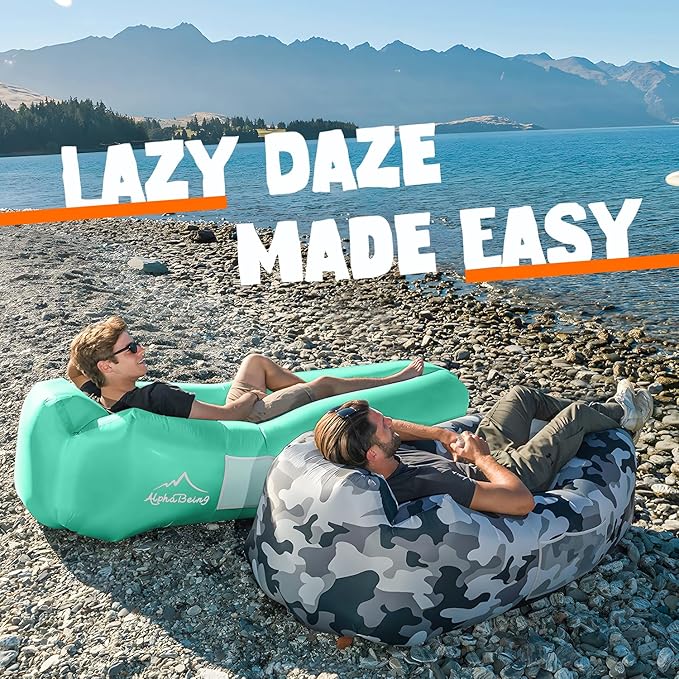 AlphaBeing Inflatable Lounger Beach Chair Accessories, Air Sofa Hammock Inflatable Couch for Camping Backyard Lakeside with Compression Sacks, Ideal Outdoor Gifts for Adults