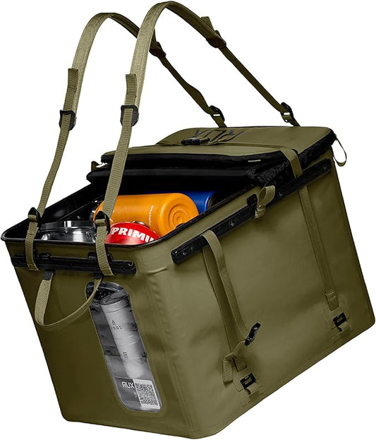 70L Collapsible Gear Box (Green) - Modular Adventure Storage Solution For Camping Storage, Overlanding, Off-road And Van Life - Weatherproof, Durable and Multifunctional