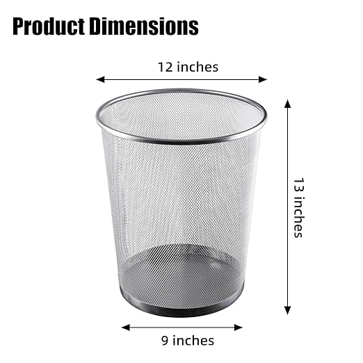 20PCS Mesh Trash Cans,6 Gal Mesh Office Trash Can, Silver Open Metal Wire Wastebaskets, Waste Basket Trash Can for Near Desk, Garbage Can,Recycling Garbage Container Bin for Office&Home