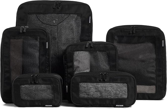 Compression Packing Cubes for Travel - Luggage Organizer Bags - Double Zipper Packing Cubes for Suitcases (6-Pack, Black)
