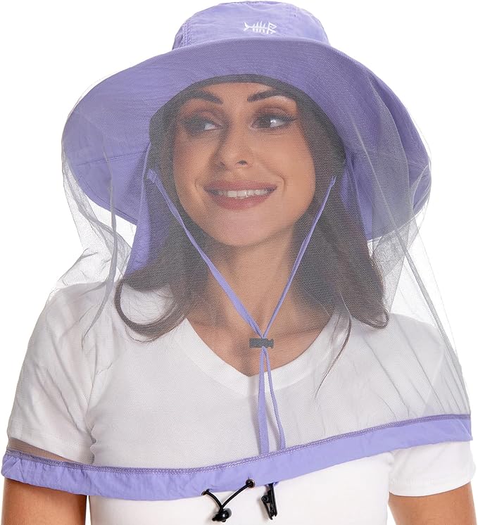 BASSDASH UPF 50+ Mosquito Sun Hat with Hidden Head Net and Neck Flap for Men Women Outdoor Fishing Hiking Camping FH16