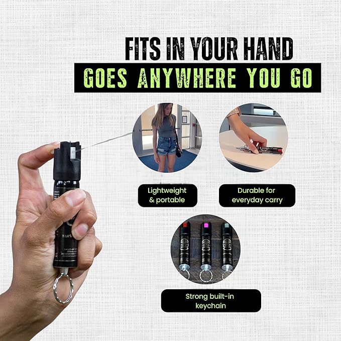Police Magnum Small Pepper Spray Self Defense Safety Tool- Strong Built-in Keychain Holder- Compact Discreet Canister- Made in The USA- 1 Pack 3/4oz Twist Lock Keyring