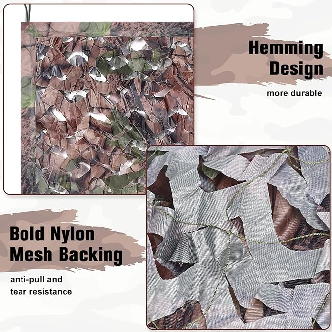 Camo Netting Camouflage Netting 20x20 10x20 10x10 Bulk Roll Burlap Camo Tarp Sunshade Net for Hunting Blind Dinosaur Birthday Jungle MilitaryTheme Party Decoration Camping Shooting