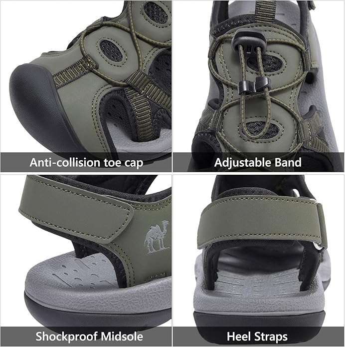 CAMELSPORTS Men's Hiking Sandals Closed Toe Outdoor Beach Sandal Waterproof Sport Fisherman Sandals Water Shoes