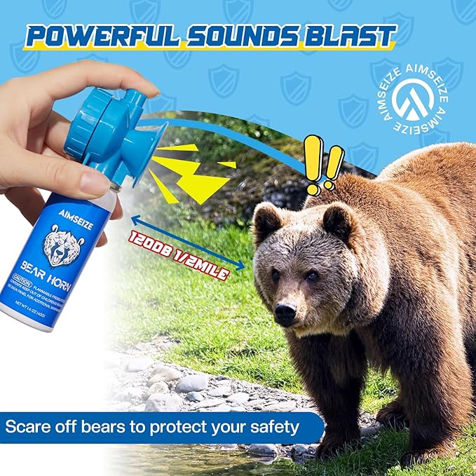 Bear Horn for Self Defense: 1.4oz Air Horn to Scare Bears, 120dB Heard Up to 1/2 Mile Away, Bear Horn for Hiking Camping Climbing Survival Biking and Outdoor Protection