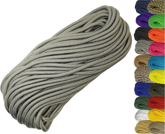 1/4" ParaMax Paracord 100 ft – 1000 lb Type IV Rope for Dog Leashes, Camping, Kayak Anchor - Made in USA - Charcoal