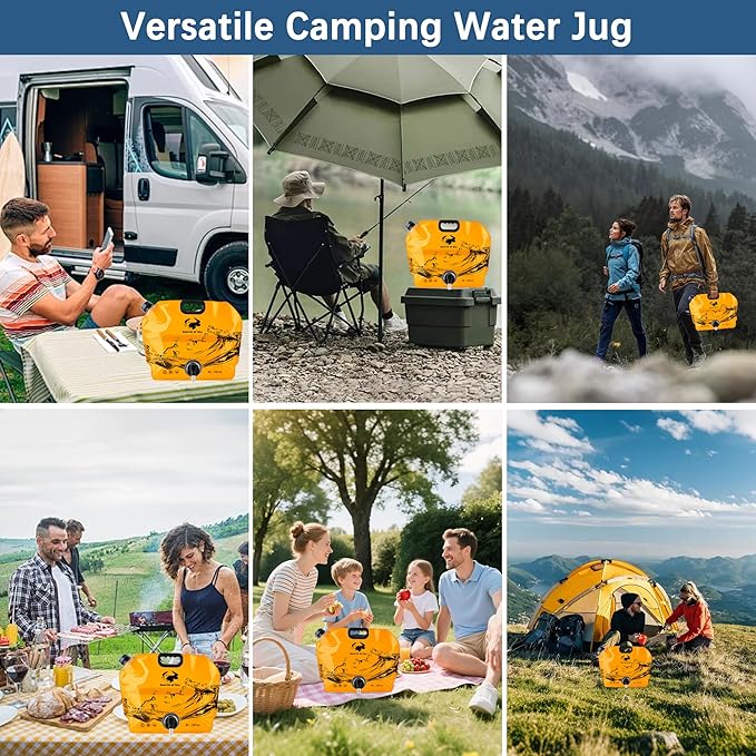 Camping Water Jug 2.1 Gallon CollapsibleWater Container Portable Water Bag for TravelOutdoor Hiking BPA Free Lightweight (Orange (2.1 Gal), 2)