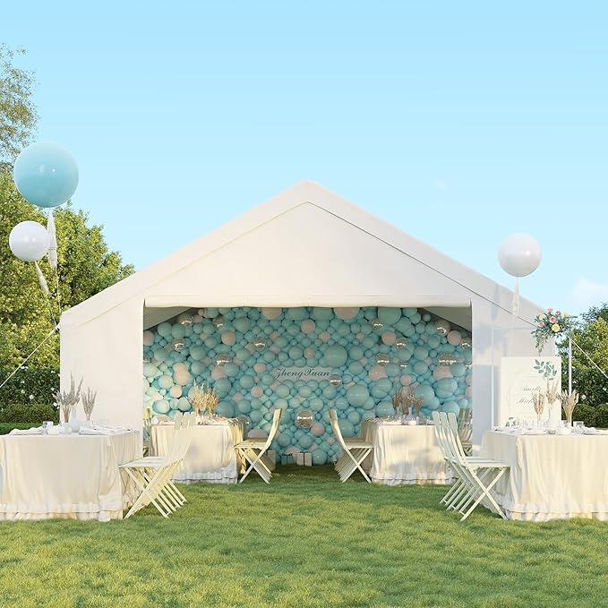 Aoxun 20x20 Party Tent Canopy for Weddings Waterproof Event Tent with Removable Sidewalls &Roll-up Door, Heavy-Duty Steel Frame for Outdoor Weddings, BBQ, Birthday Parties, & Camping,White