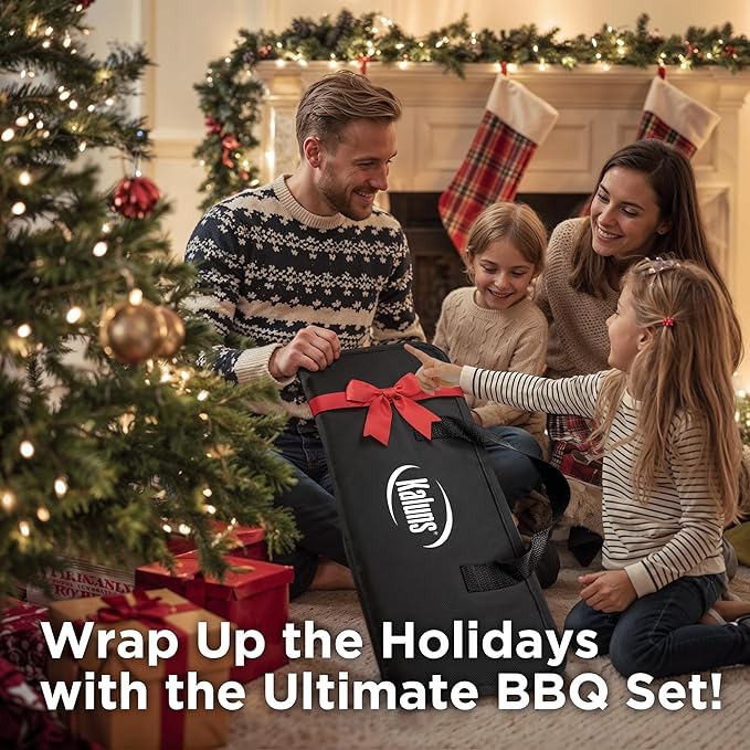 Kaluns Grilling Accessories, Dad Gifts for Christmas Grilling Gifts, Heavy Duty Stainless Steel Grill Set BBQ Grill Accessories for Outdoor Grill with Storage Case and Apron, Best Gifts for Men Dad