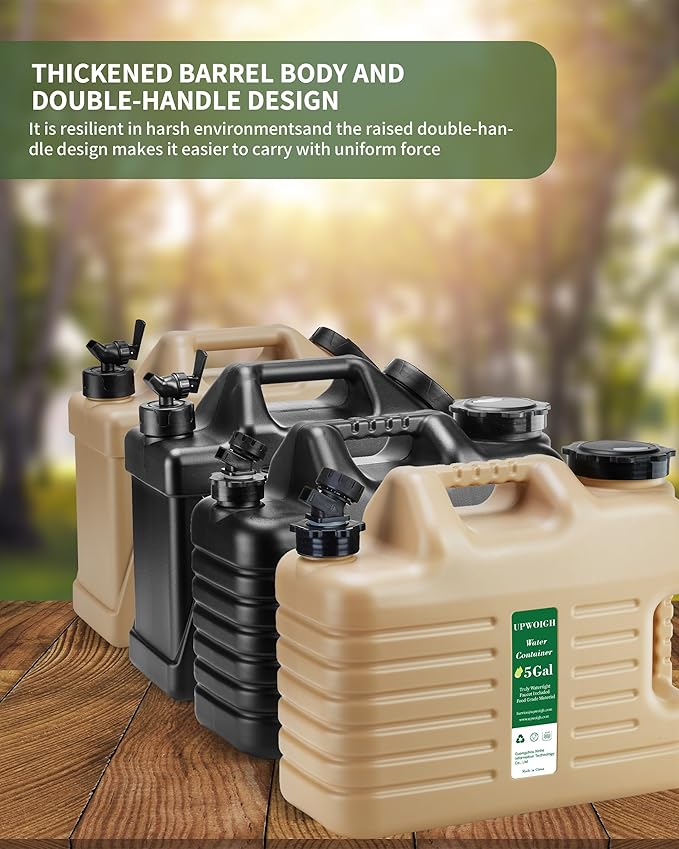 5 Gallon Water Jug and 2.6Gal Collapsible Water Bag Set of 2,BPA Free Thickened Water Storage Containers,Leak-Proof Warm Sand Portable Emergency Water Tank for Outdoors Hiking,Hurricane