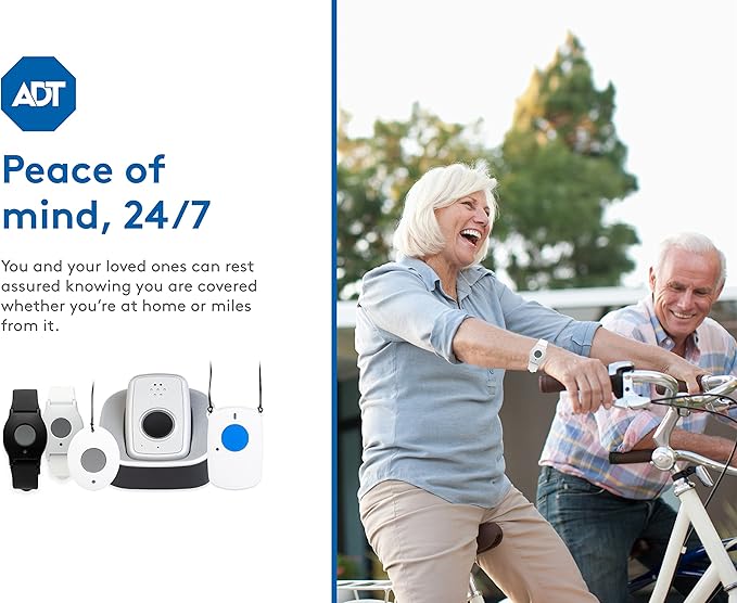 ADT - On-The-Go Mobile Medical Alert System for Seniors - GPS Capabilities, Included Waterproof Wearable Panic Button, 24/7 U.S. Based Monitoring (Fall Detection Pendant)