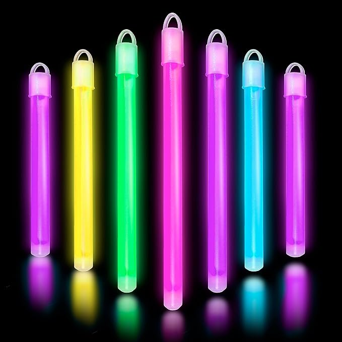 Glow Fever Glow in The Dark Sticks - 100 ct 6" Glow Sticks Bulk Party Pack with End Caps & Lanyards - Glow Party Favors for Concert, Festival, & Wedding Neon Light Sticks by Party Dragon, Multi