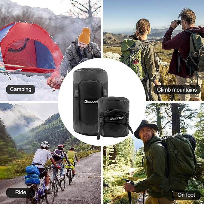 Outdoor Storage Stuff Sacks, Camping Gear Organizer (Black, XL)