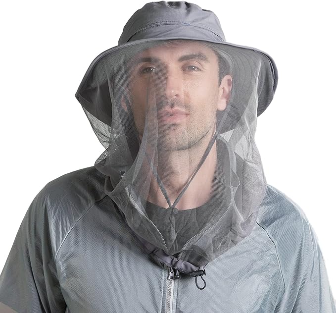 Fishing Hat Sun Protection Hat Mosquito Head Net for Outdoors Bucket Hat with Hidden Net Mesh