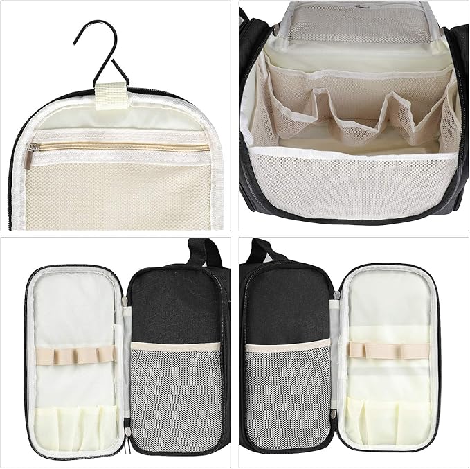 Hanging Toiletry Bag Extra Large Capacity | Premium Travel Organizer Bags For Men And Women | Durable Waterproof Nylon Bathroom, Shower, Makeup Bag For Toiletries, Cosmetics, Brushes