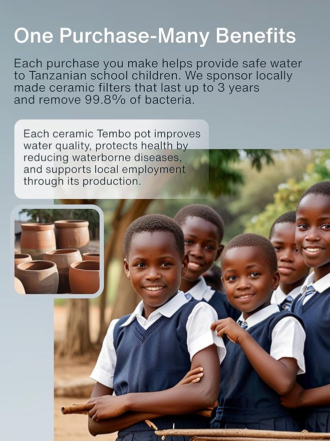 Countertop Gravity Water Filter System - 3.17 Gal/12L | 304 Stainless Steel | Gravity-Fed Water Purifier with 2 Fluoride & Chlorine Reduction Ceramic Cartridges | Also Removes Bacteria & Heavy Metals