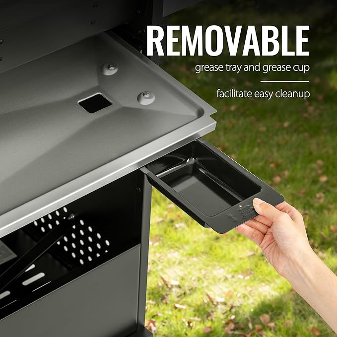 4-Burner Propane Gas Grill with Side Burner, Cabinet Style Grill with Glass Viewing Window, Porcelain-enameled Cast Iron Grate & Stainless Steel Warming Rack, Silver, SG5003S-SC