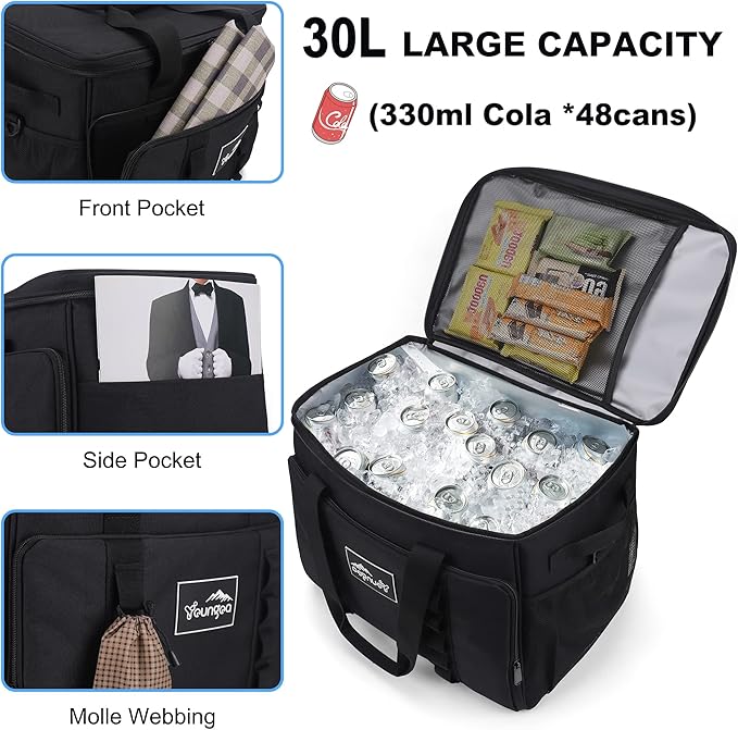 Cooler Bag 48-Can Insulated Leakproof Soft Cooler Large Collapsible Portable Travel Cooler Bags 32L for Picnic, Waterproof Soft Ice Chest for Camping, Beach, Fishing, Outdoor - 32 Quart