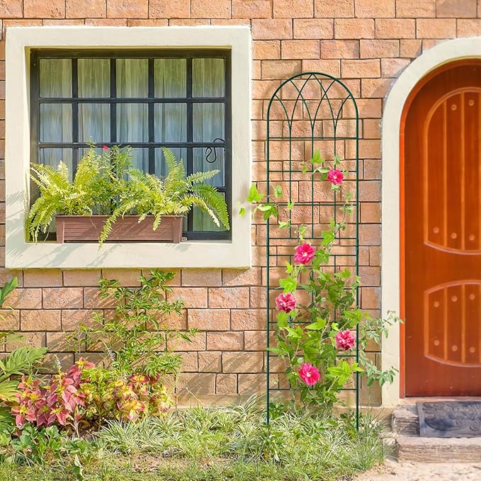 4 Pack Metal Garden Trellis for Climbing Plants,Green Metal Garden Trellis for Vines Plant Rose Vegetable Support,Large Decorative Outdoor Trellis