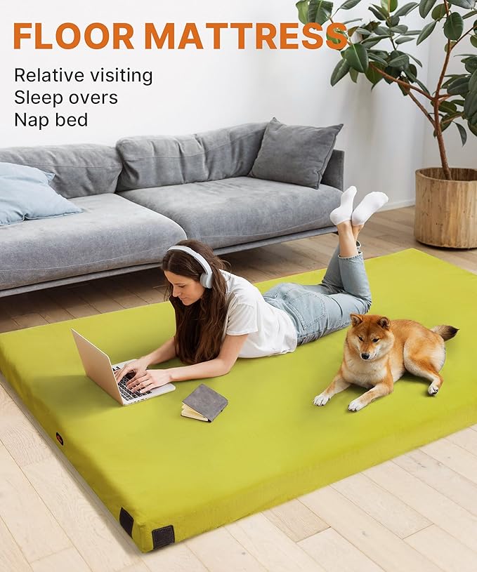 3 Inch GAIALOOP Thick Memory Foam Camping Mattress Sleeping Pad [Car/Tent/Cot] Glamping Portable Floor Mat Roll Up Futon Mattress for Guests Sleepover