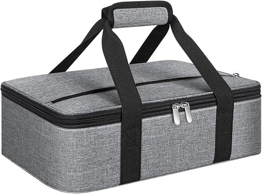 Insulated Casserole Carrier, Portable Casserole Carrier for Hot or Cold Food Lunch Tote Warmer or Cooler Bag, Lasagna Lunch Bag for Potluck Parties- Fits 9" x 13" Baking Dish-Grey