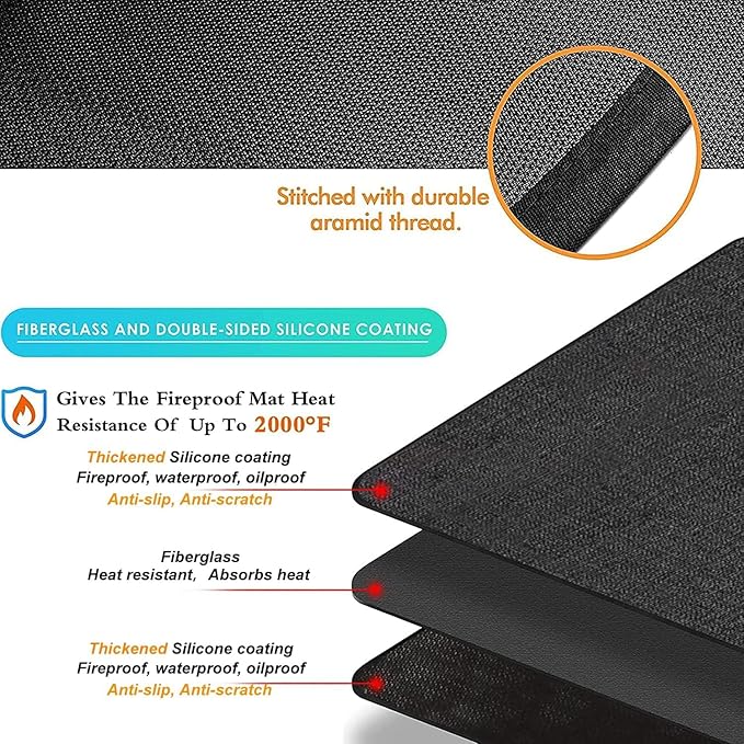 UBeesize Large 76x48 inches Under Grill Mat for Outdoor Grill,Double-Sided Fireproof Grill Pad for Fire Pit,Indoor Fireplace Mat Fire Pit Mat,Oil-Proof Waterproof BBQ Protector for Deck and Patio