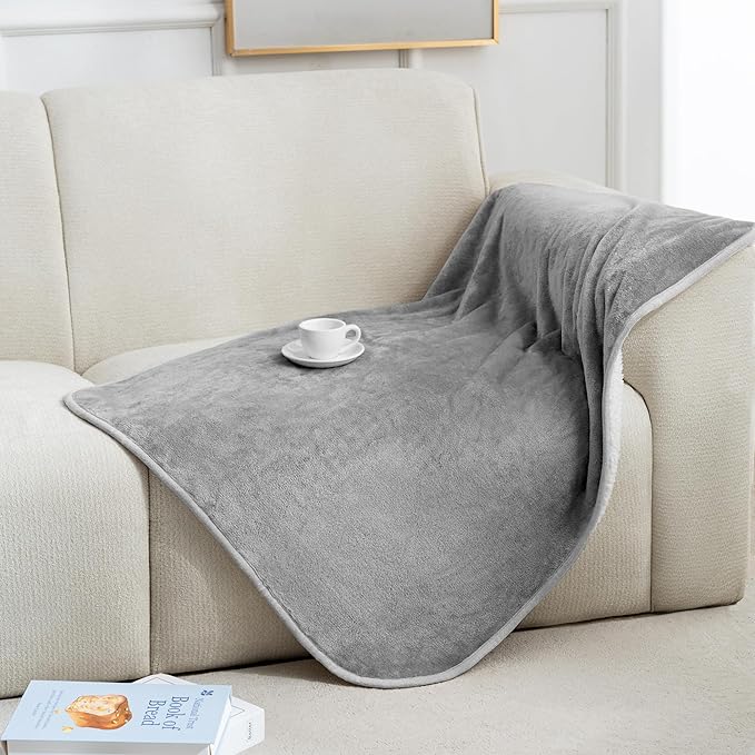 gogobunny Waterproof Pet Blanket for Small Dogs and Cats, Reversible Sherpa Fleece Soft Plush Throw for Couch Protection, Washable Furniture Protector (Grey, 30x40 inches)